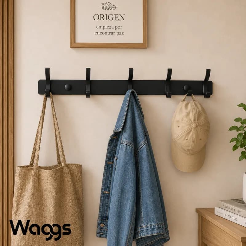 Perchero de Pared 5 Ganchos WAGGS PERE06 color negro