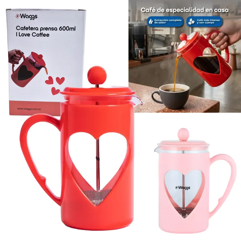 Cafetera Prensa Francesa De Vidrio 600Ml Corazon – WAGGS 1089
