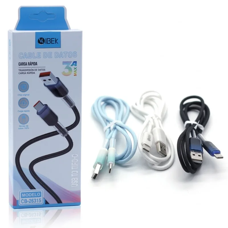 CABLE IBEK 3A USB-TIPO C MALLADO CB-26315