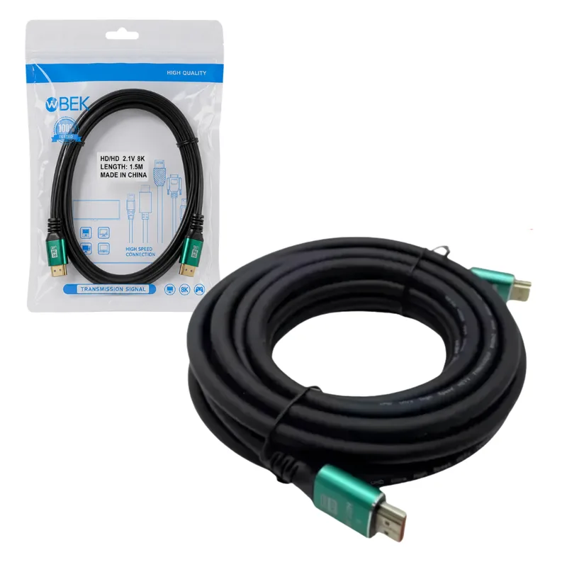 Cable HDMI 2.1 8K Reforzado 1.5 Metros IBEK Verde