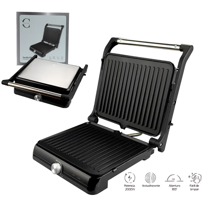 Parrilla Grill Doble 2000W Apertura 180 Grado CAUIPE CP-08047