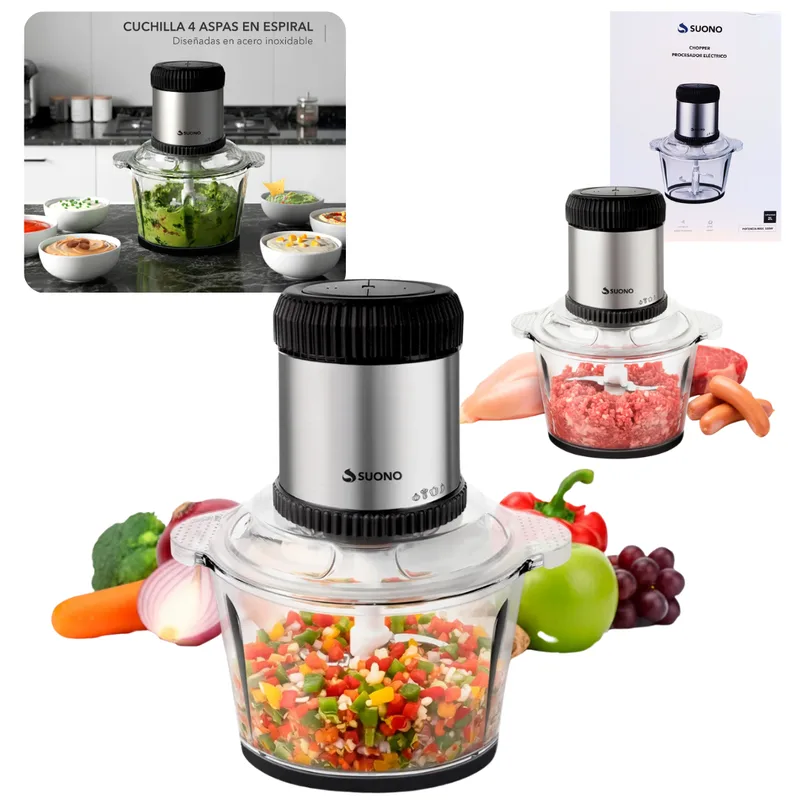 Picadora Procesadora De Alimentos Suono Cortadora 2L 500W
