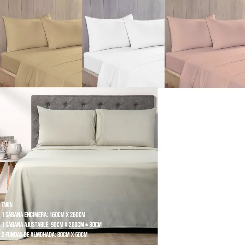 Juego de Sabanas Colores Lisos Tamaño TWIN OR-EBN018