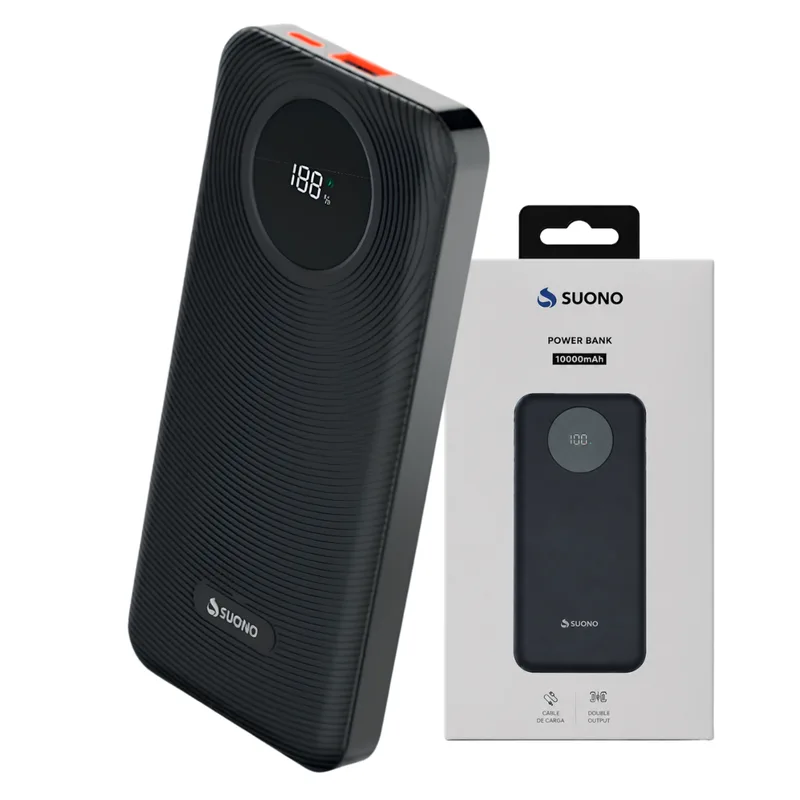 POWERBANK SUONO 10000MAH CON CABLE DE CARGA Y DISPLAY DIGITAL ACC0249