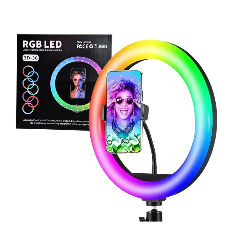 Aro De Luz 3d Profesional 36cm Rgb Transparente