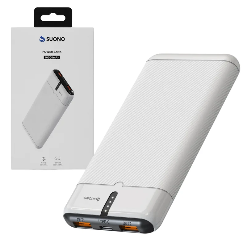 Power Bank 10.000Mah 2 USB + USB-C SUONO ACC0247