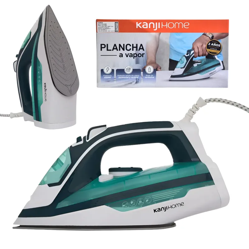 Plancha a Vapor 2200W Base Ceramica KANJI PL2403