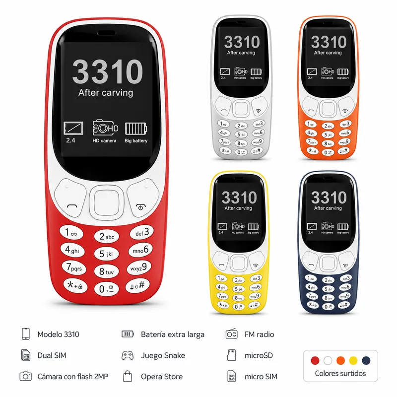 Celular Clásico con Batería de Larga Duración 3310 Dual SIM