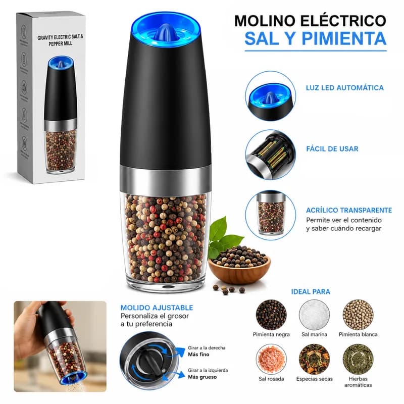 Molinillo Pimentero Automatico Gravity Pepper JF-30