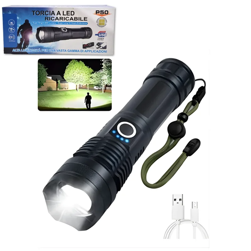 Linterna tactica Recargable 2000 Lumens P50