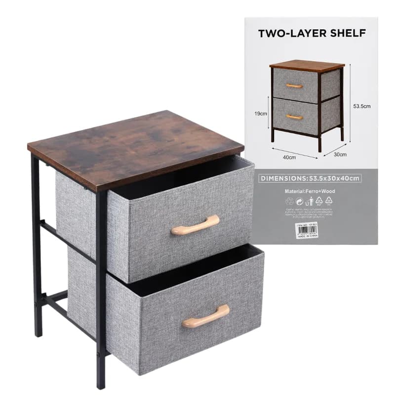 Mesa de Luz Organizadora Con Cajones 2 Niveles de Hierro YP-801