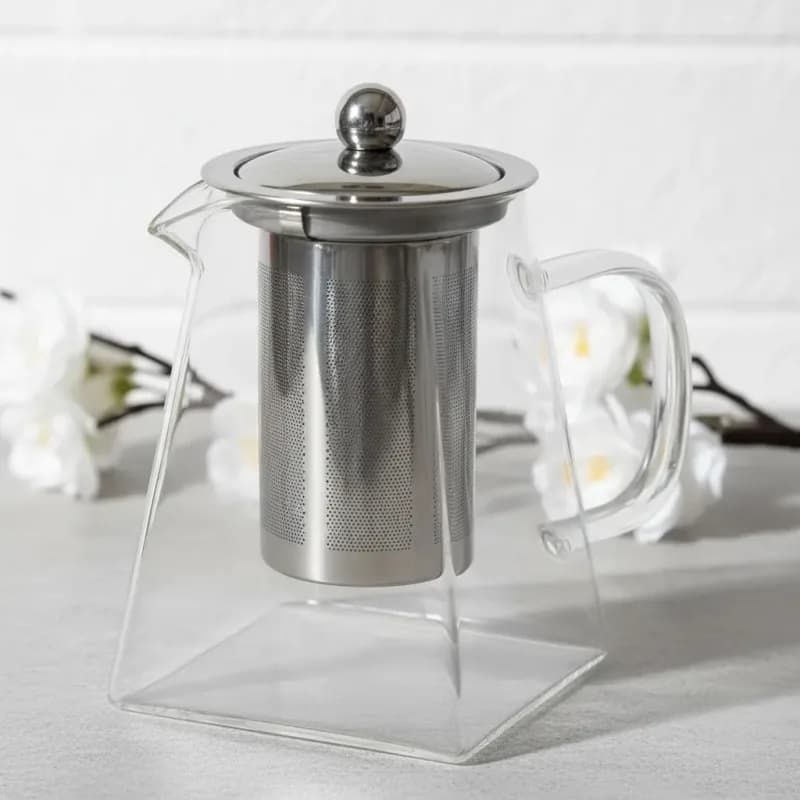 Tetera De Vidrio Con Filtro Infusor Base Cuadrada 550ml TETE-1109