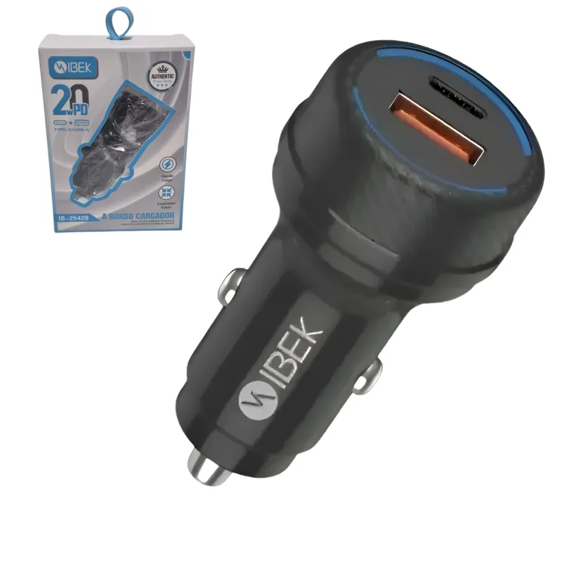 CARGADOR PARA AUTO IBEK 20W PD IB-25428