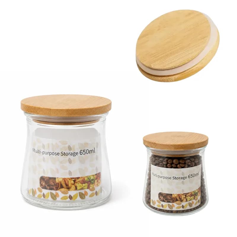 FRASCO CON EN FORMA DE CILINDRO TAPA MADERA 650ml MD0224