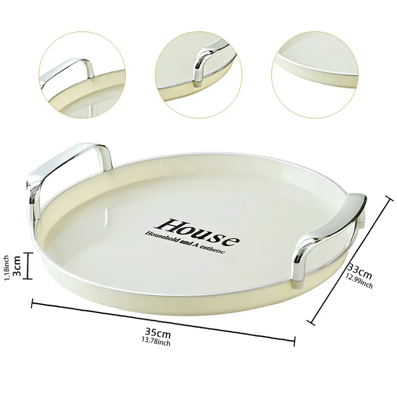 Bandeja Elegante Circular de Polimero Doble Manija House AD291-03