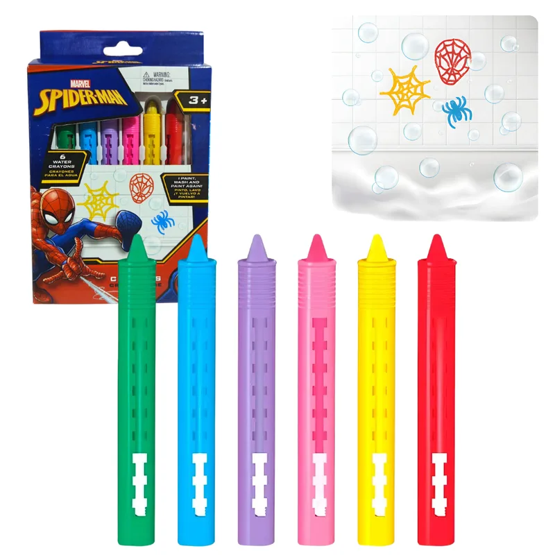 Crayones para Agua Lavables x6 SPIDER MAN SPM300