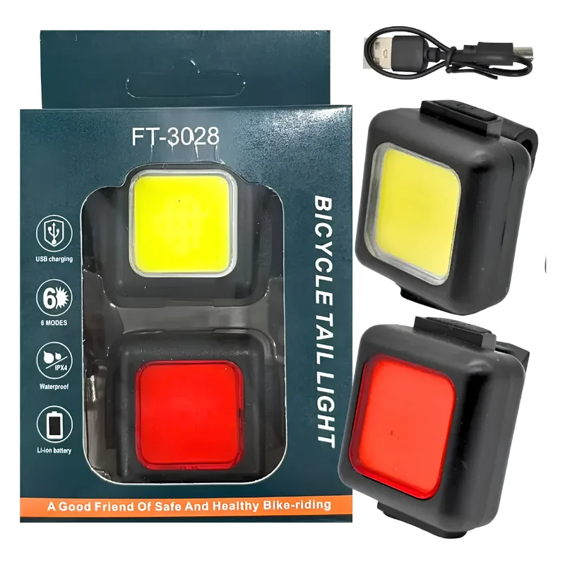 LUZ DE BICI DELANTERA Y TRASERA LED BLANCA Y ROJA TAIL LIGHT FT-3028