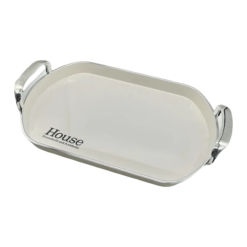 Bandeja Elegante Ovalada de Polimero Doble Manija House AD291-02 24x35cm