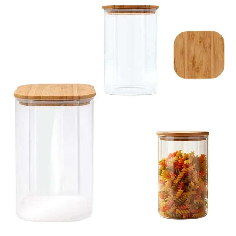 FRASCO DE VIDRIO CON TAPA DE MADERA 1400ml AD47903