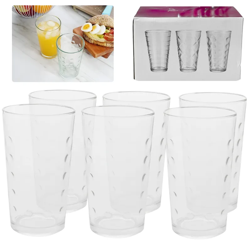 Set de Vasos Grandes de Vidrio Grueso x6Pcs NEW GIFT VV-B