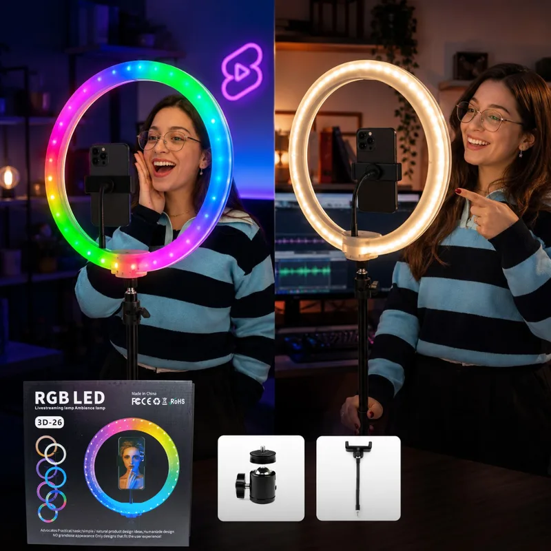 ARO DE LUZ RGB 3D-26 LUCES AMBOS LADOS 10″